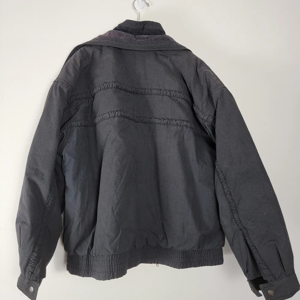 Vintage Oui Int’l Men’s Large Flight Jacket Cotton Bomber Black Jacket
